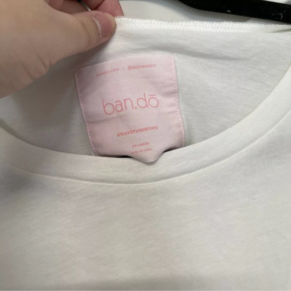 Ban.do Out Of Office White & Pink Graphic Short Sleeve Tee T-Shirt Size XXL - Picture 4 of 5